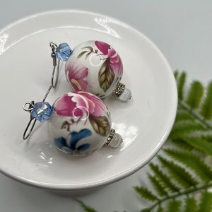 Floral Glass 1” Beaded Earrings.